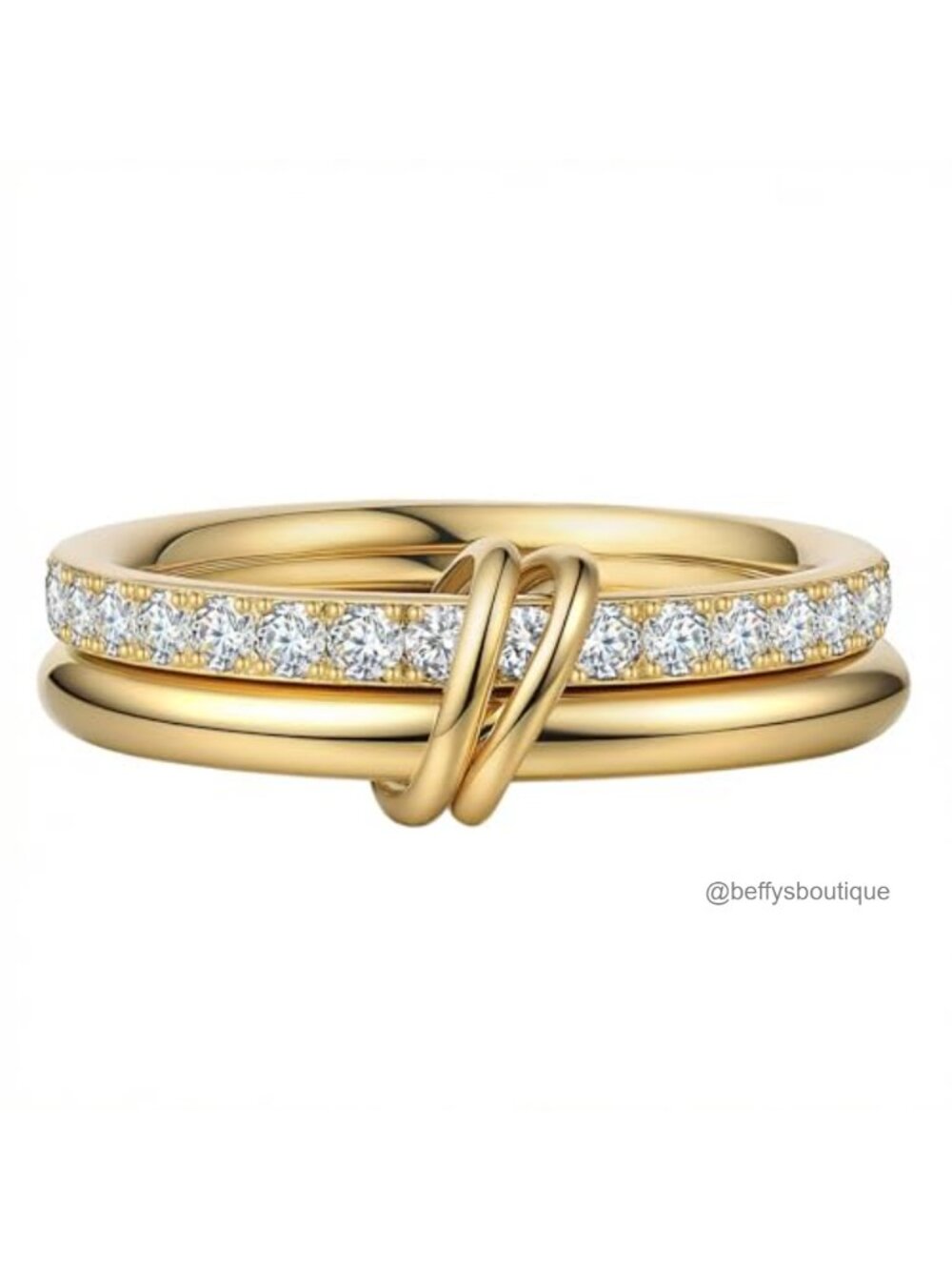 18K Gold Plated Stackable Rings Set Cubic Zirconia Interlocking Band for Women